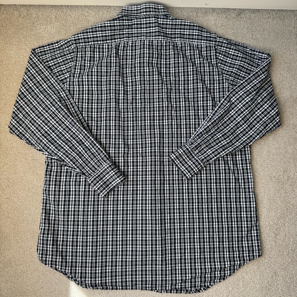 Tailorbyrd Long Sleeves Button Up Shirt Black & White Plaid Cotton Size 3XLT - Picture 4 of 8